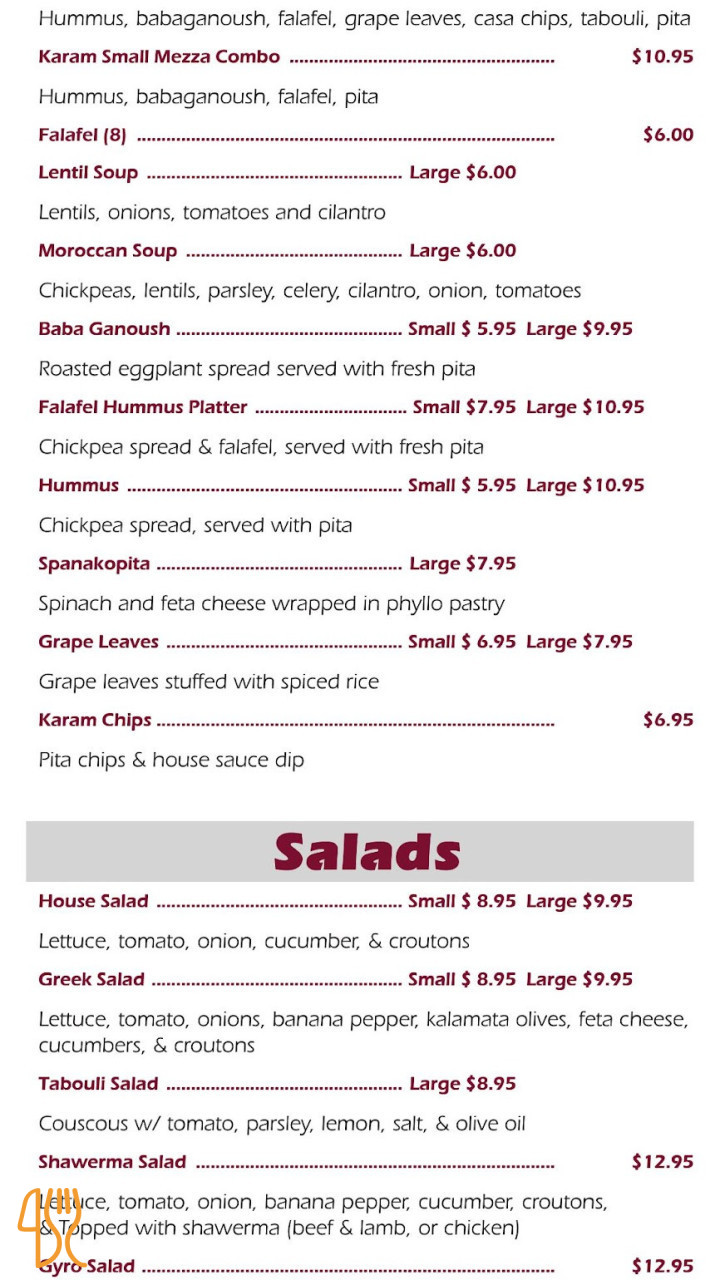 Dolce Vita Menu