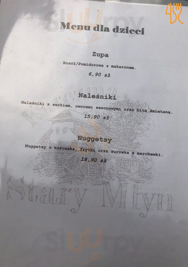 Stary Młyn Menu