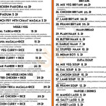 The Curry Of India Menu