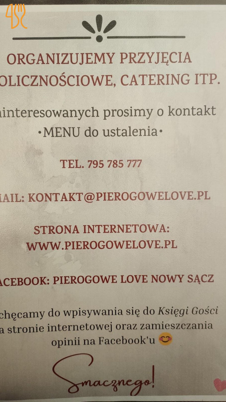 Pierogowe Love Menu