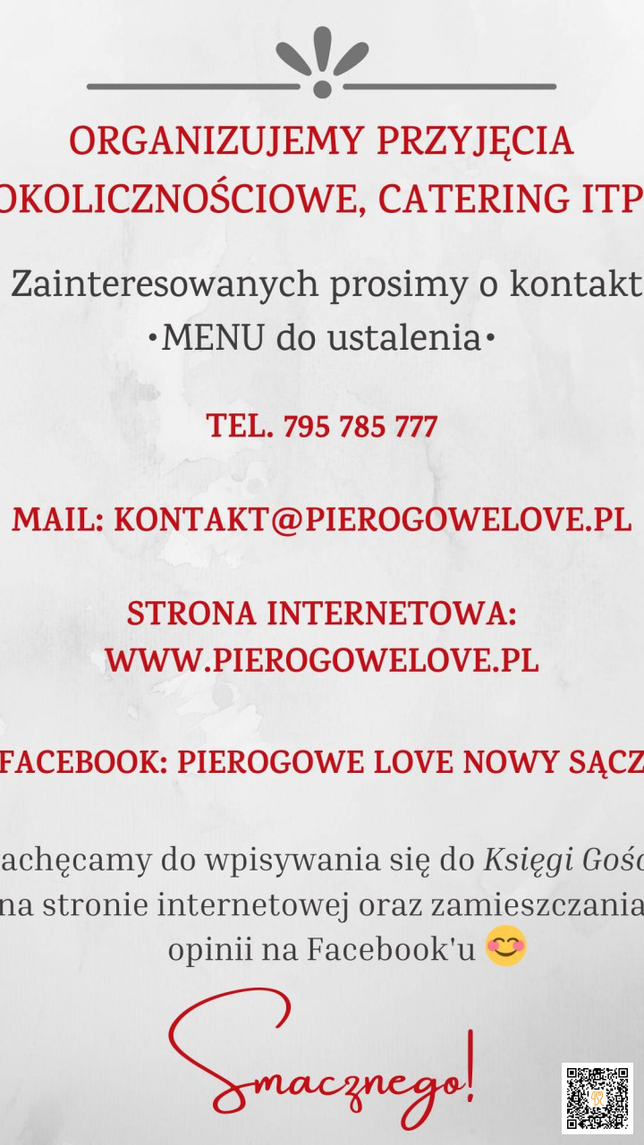 Pierogowe Love Menu