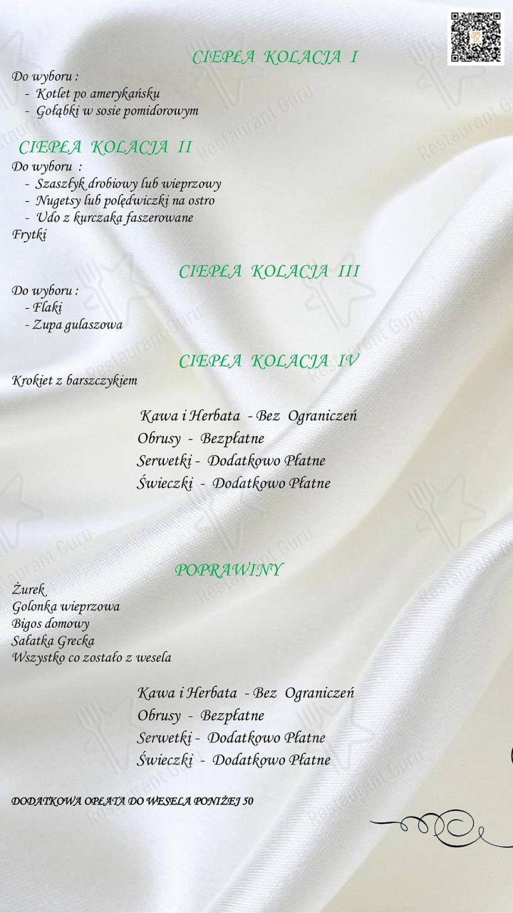 Savana Osrodek Wypoczynkowy Menu