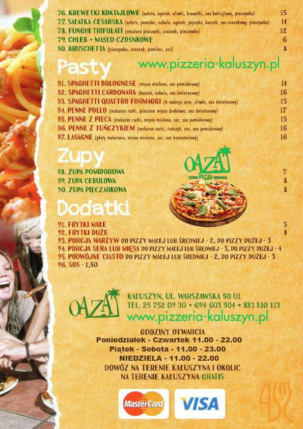 Pizzeria Kebab Oaza Menu