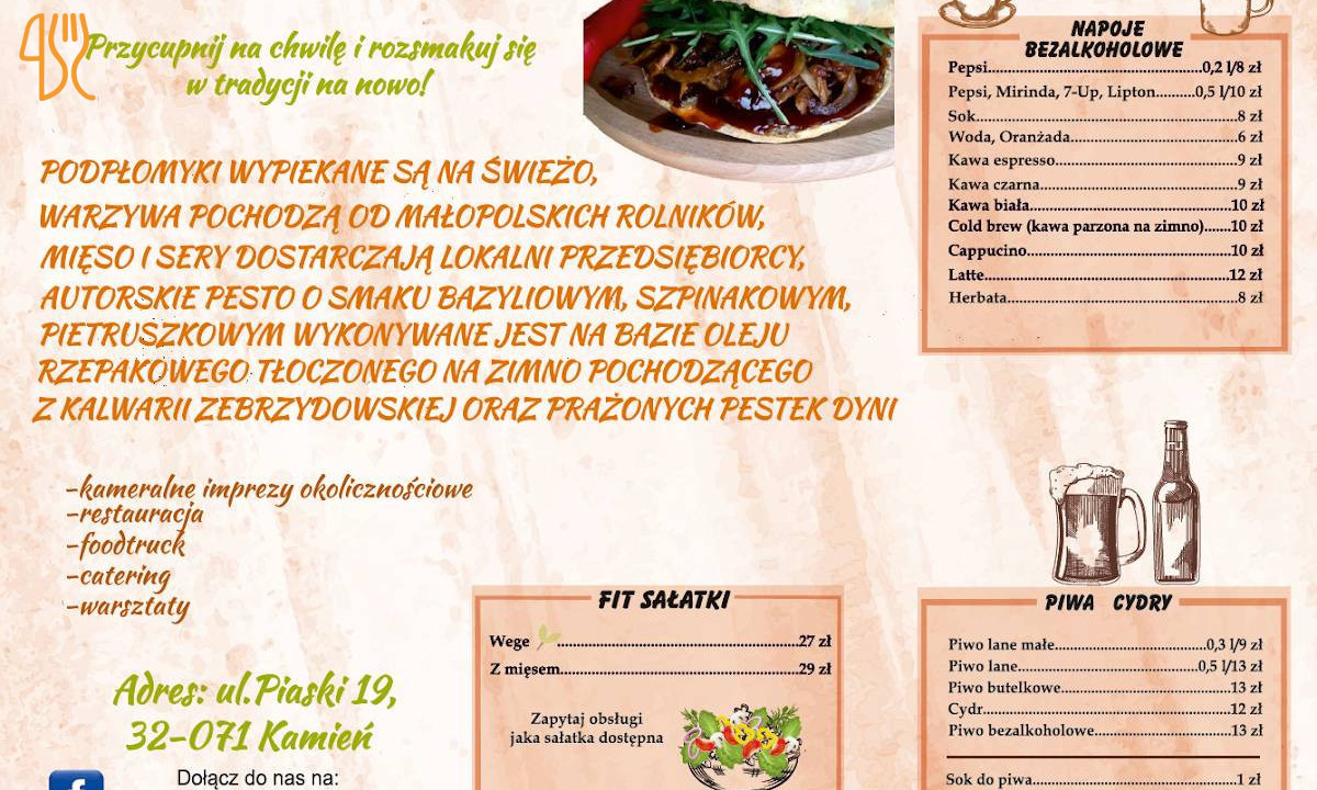 Bożybar.przycupnij Podpłomyki Obiady Domowe Burgery Menu