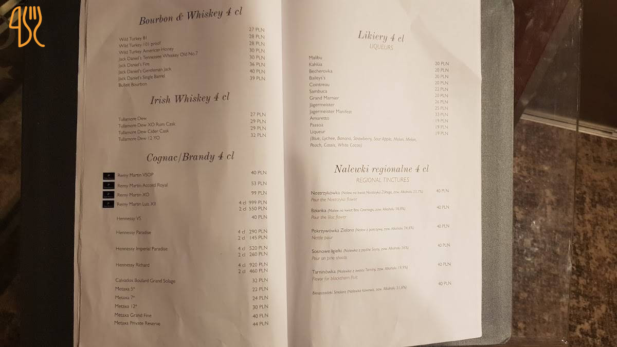 Arłamów Rezydencja A'la Carte Menu
