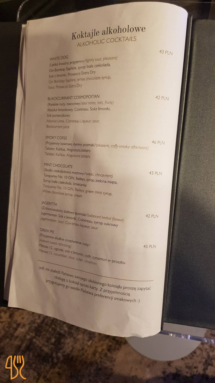 Arłamów Rezydencja A'la Carte Menu