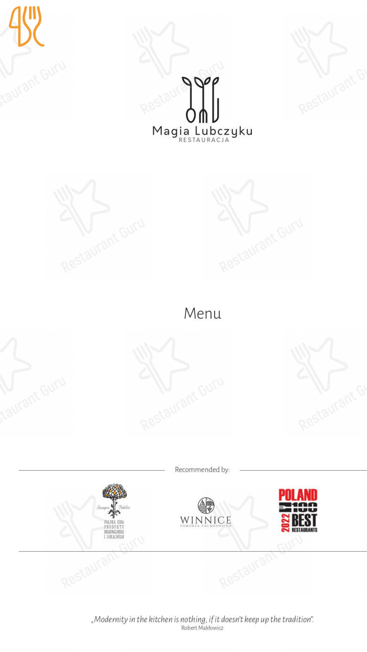 Magia Lubczyku Menu
