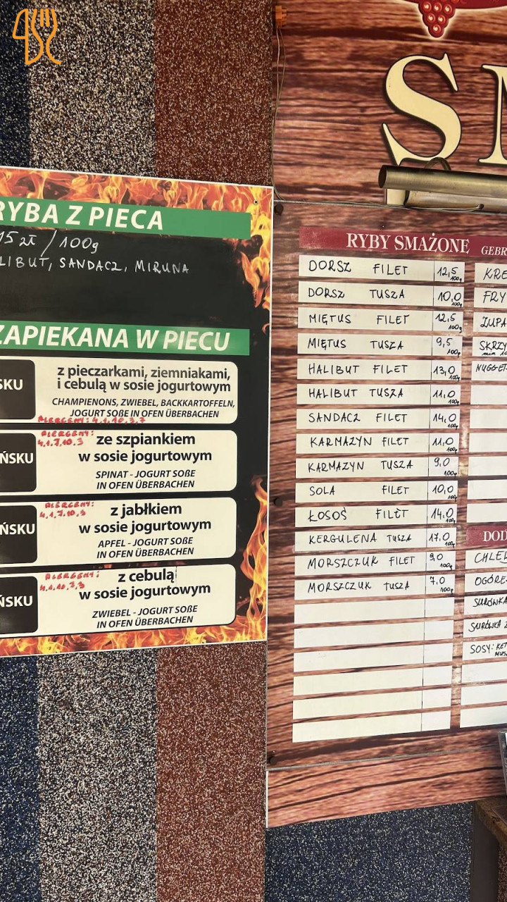 Smażalnia I Wędzarnia Ryb Pod Winogronami Menu