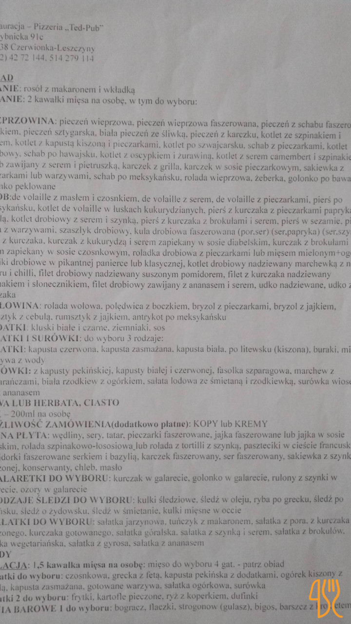 Cafe Jagodowy Zakątek Menu