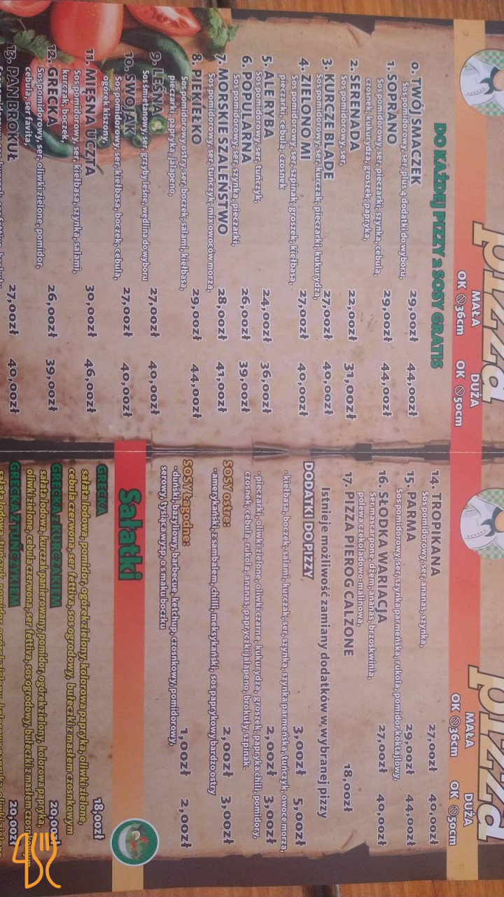 Pizzeria Pub Soprano Menu