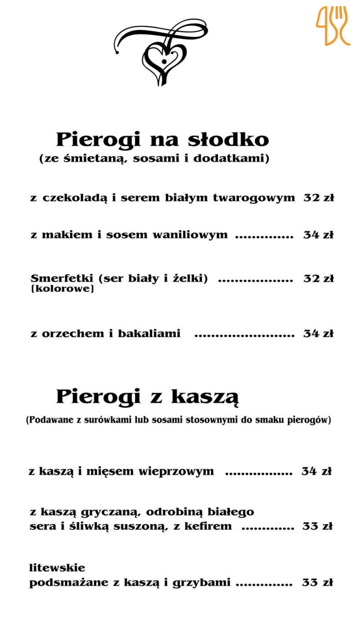 Pierr..ogarrr…nia „u Aniołów” Menu