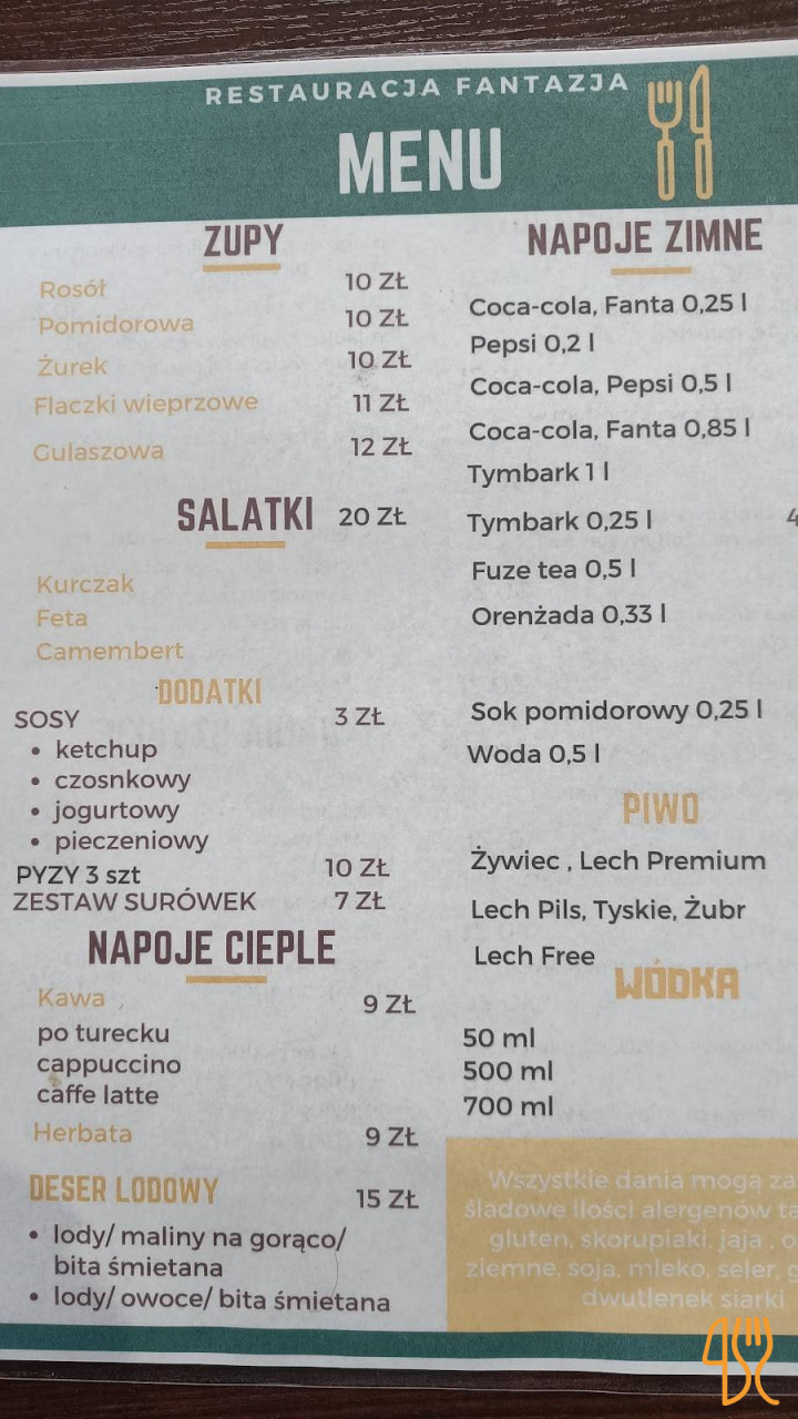 Fantazja Menu
