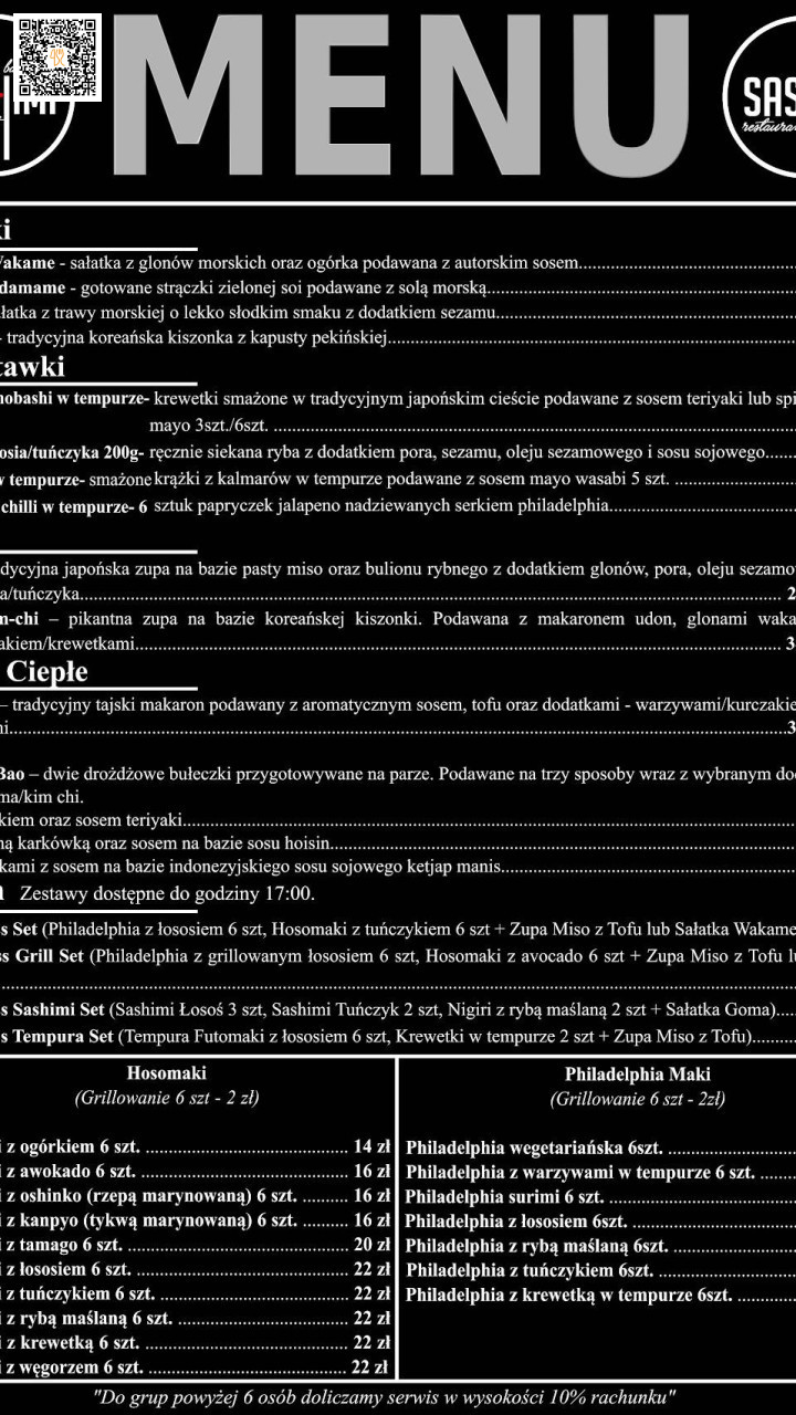 Sashimi Sushi Ramen Menu