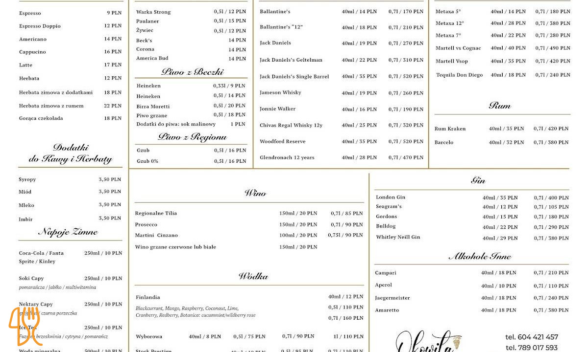 Okowita Menu