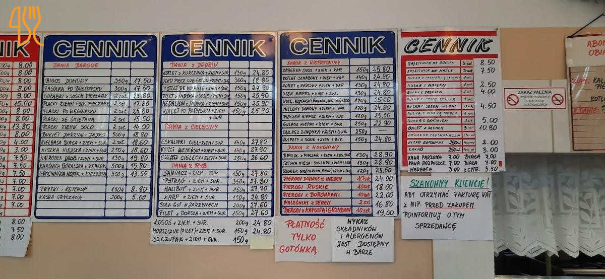 Mleczny Smakuś Menu