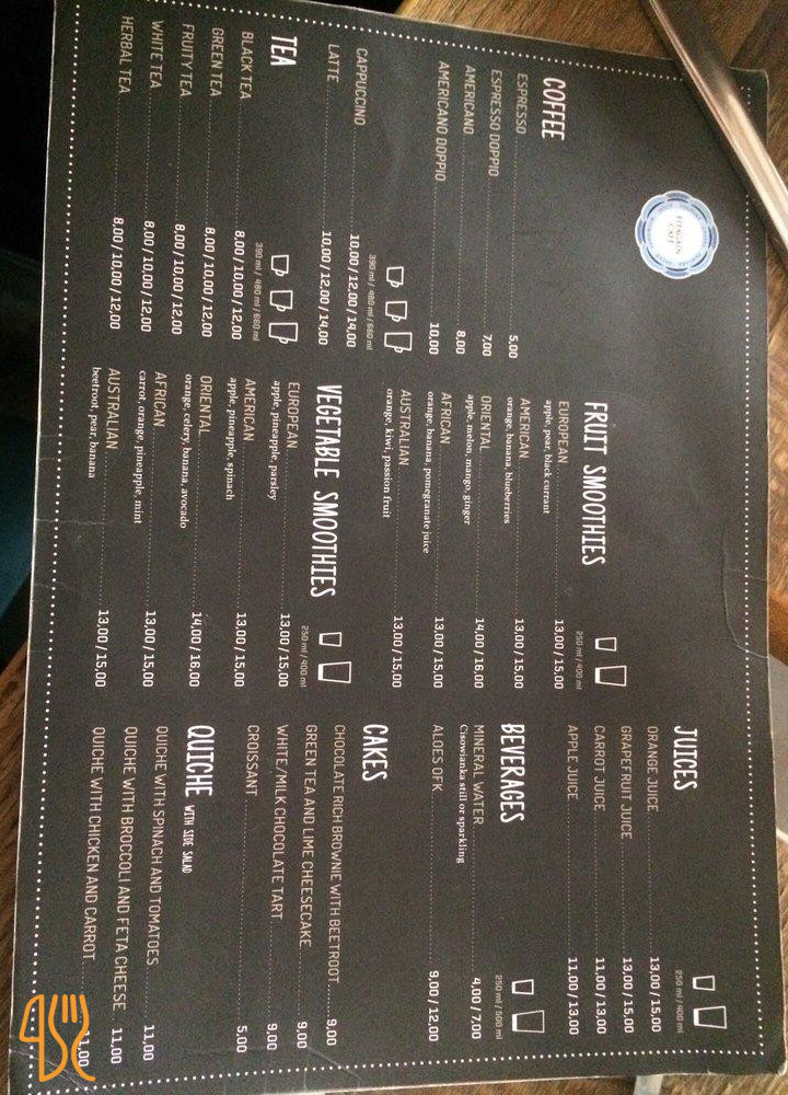 Fitagain Coffee Food Menu