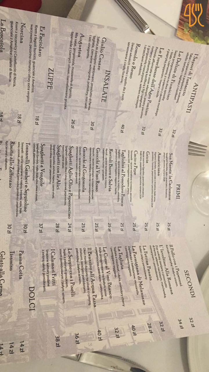 La Carbonara Menu