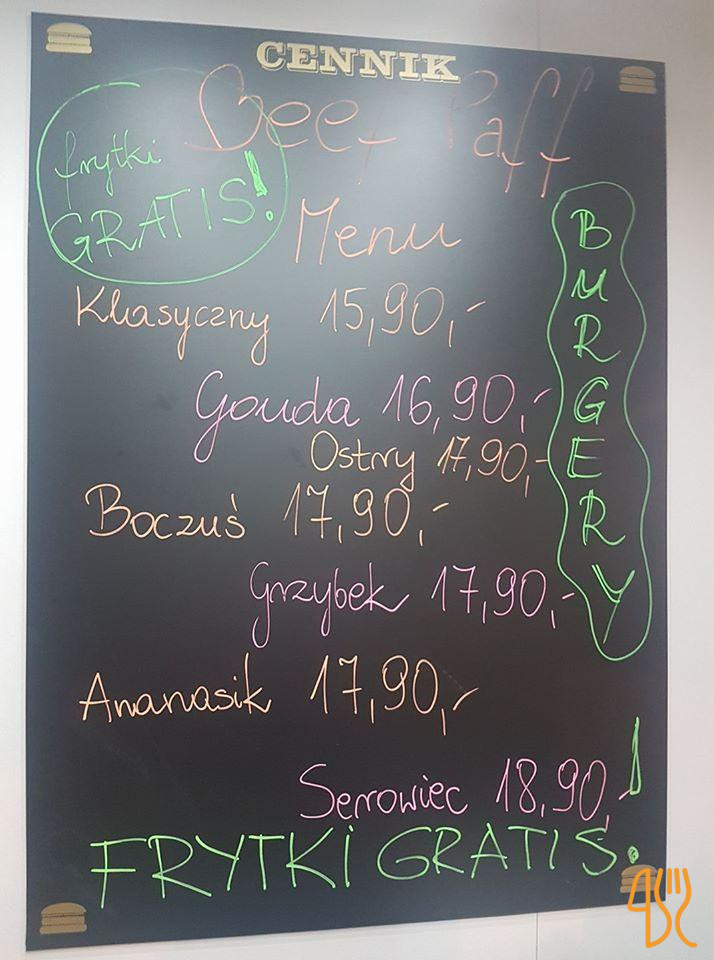 Beef Paff Słupsk Menu