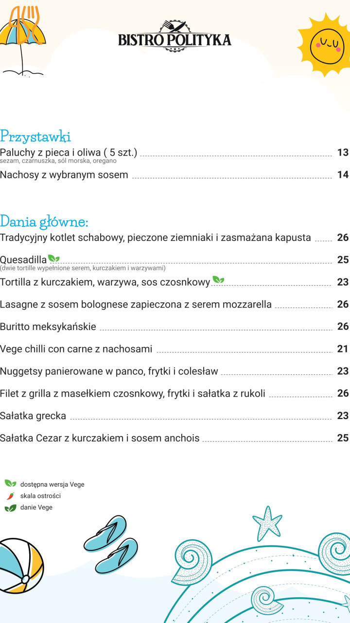 Bistro Polityka Menu
