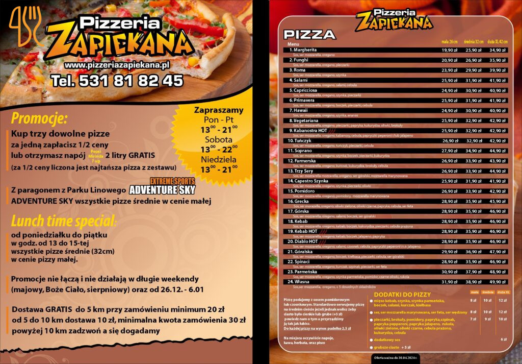 Pizzeria Zapiekana Menu