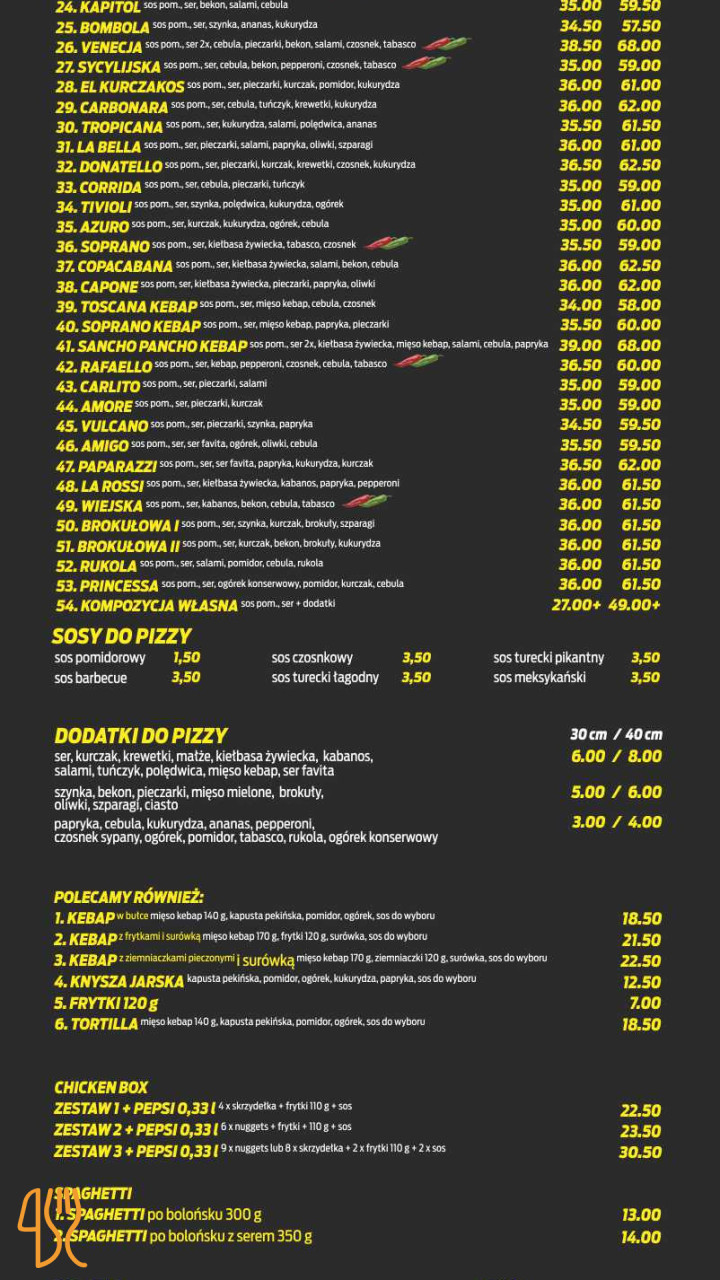 Pizzeria Venecja Menu