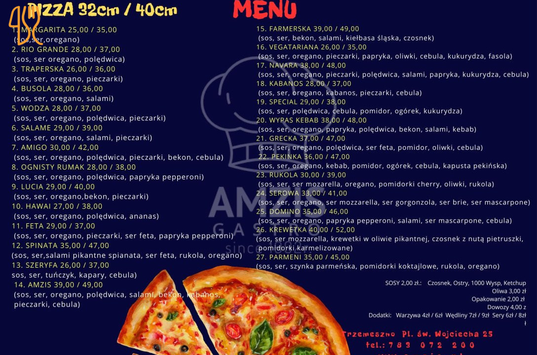 Amzis Pizzeria Menu