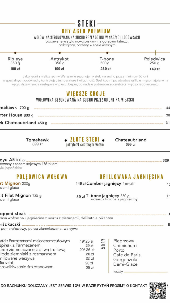 Reina Steakhouse And Seafood Menu