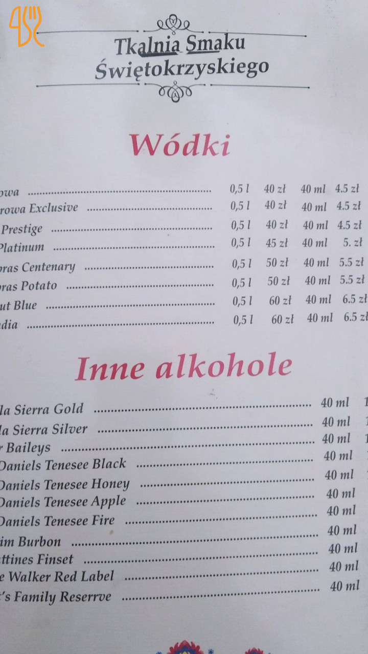 Tkalnia Smaku Świętokrzyskiego Menu