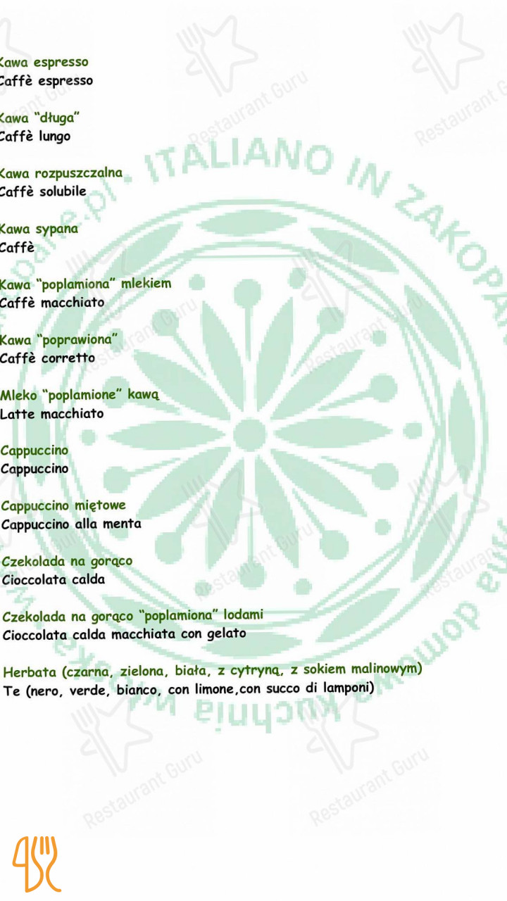 Baita Italiano Menu