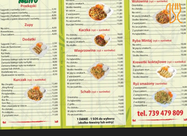 Sao Mai Orientalny Menu