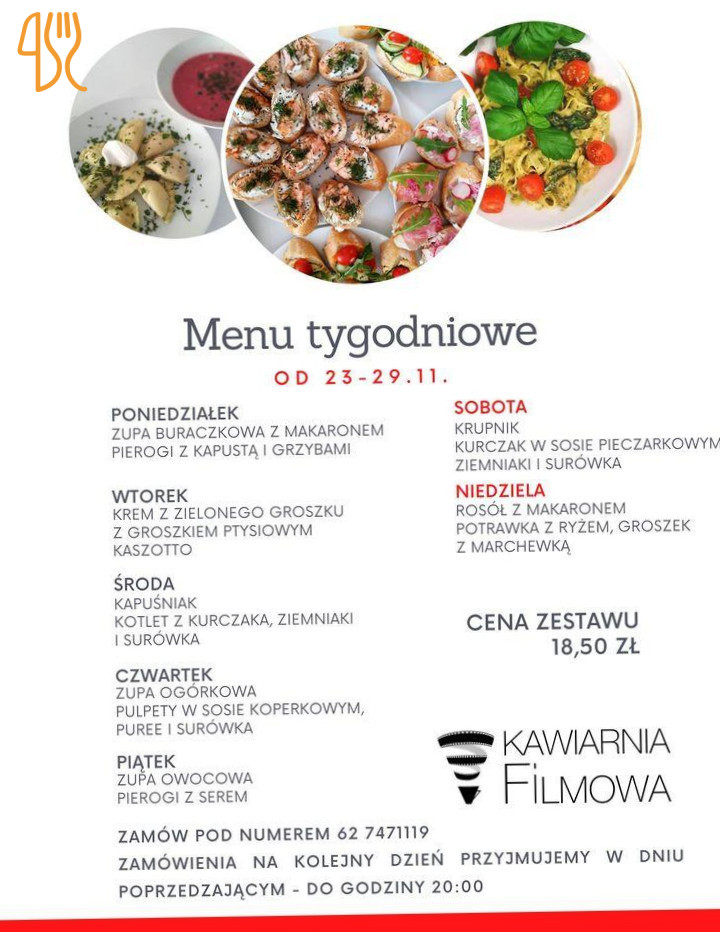 Kawiarnia Filmowa Menu