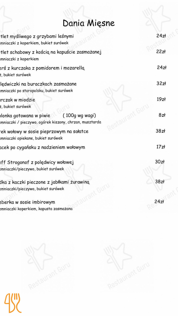 Karczma Stary Spichlerz Menu