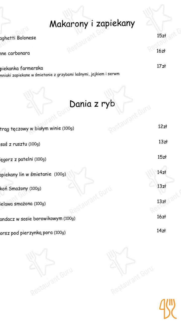 Karczma Stary Spichlerz Menu