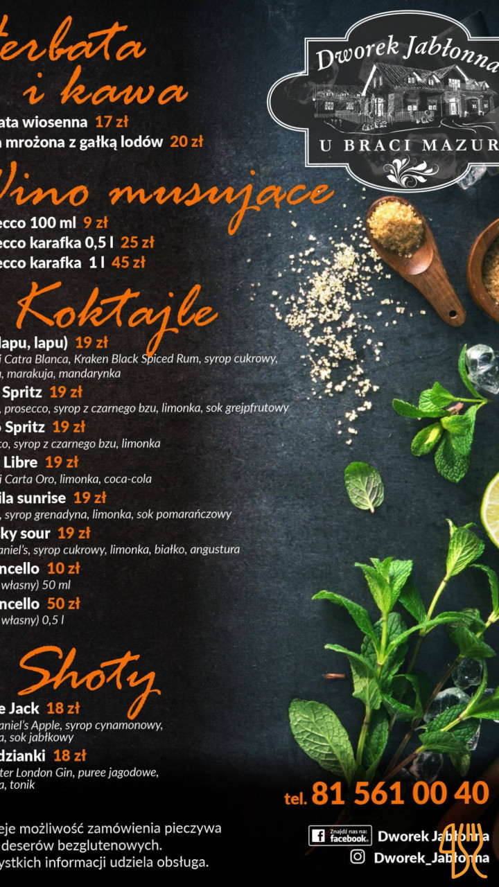Dworek Jabłonna Menu