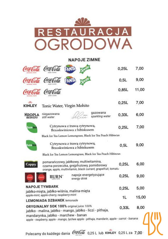 Ogrodowa Menu