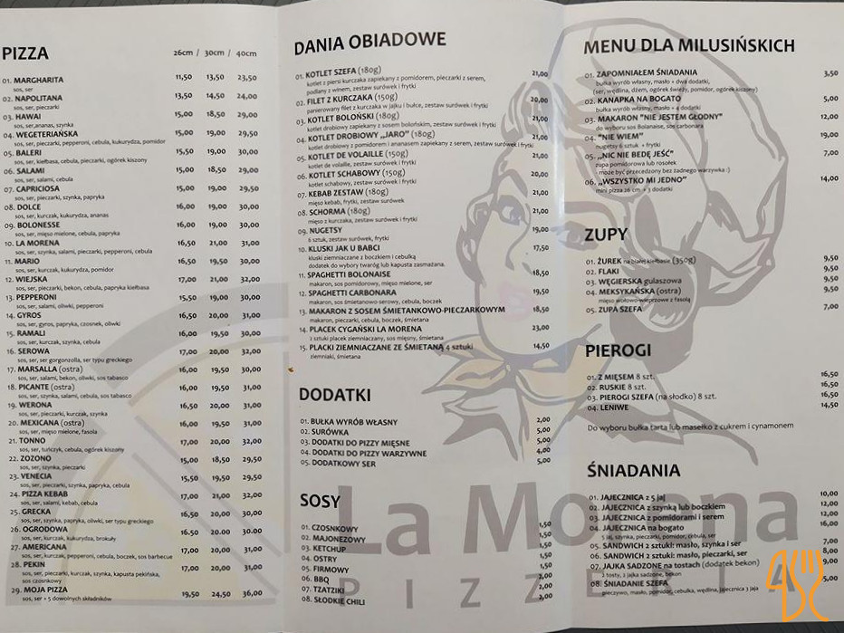 La Morena Pizzeria Menu