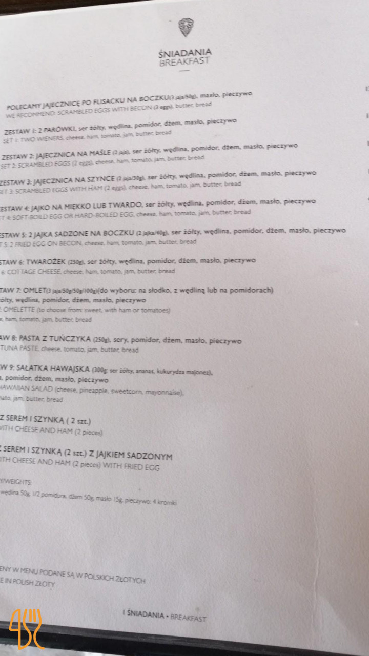 Karczma Zamkowa Dobre Jadło Menu