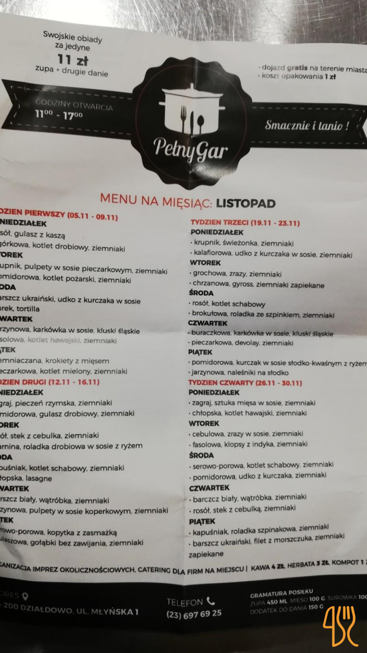 Pełny Gar Menu