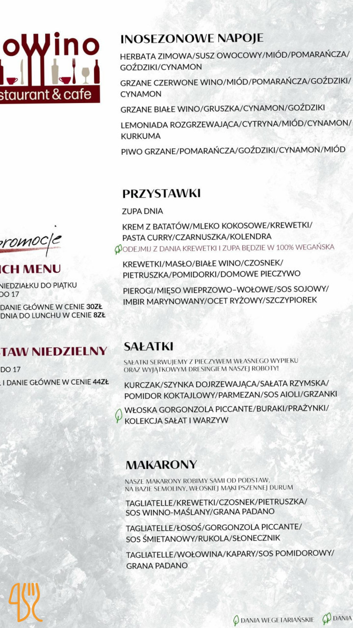 Inowino Cafe Menu