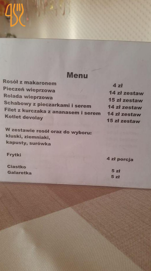 Sandman S.c. Krystyna Piosek Lukasz Piosek Menu