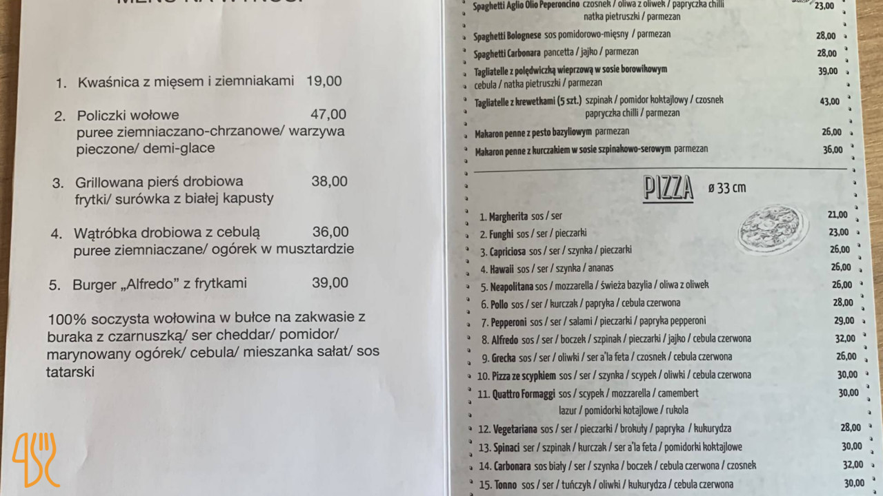 Alfredo Menu
