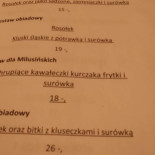 U Kowala. Karczma Menu