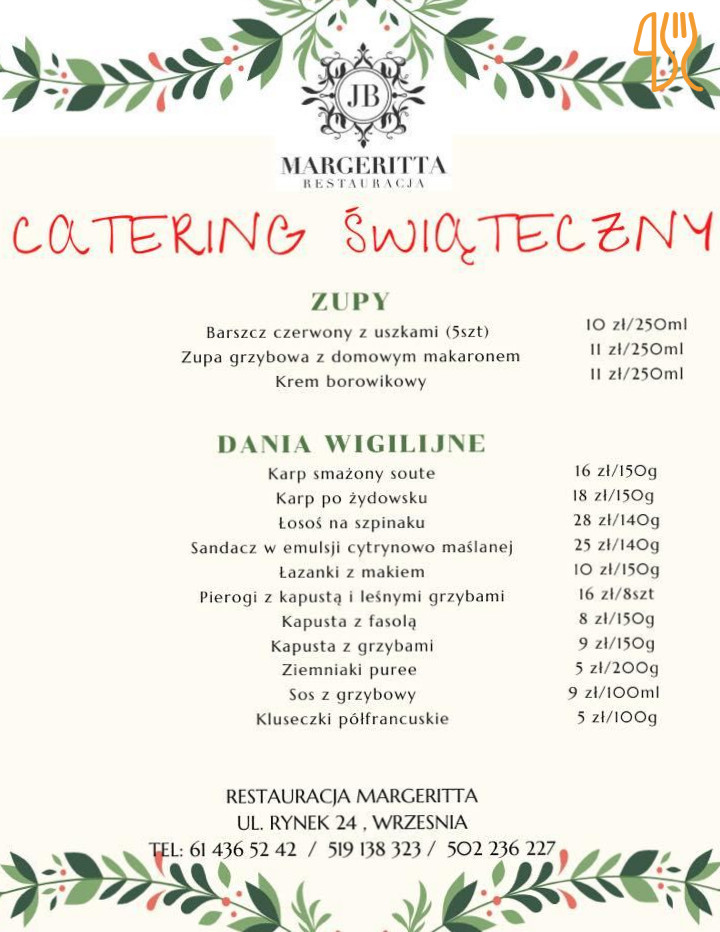 Margeritta Menu