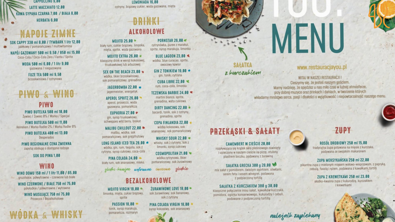 You. Restauracja Pizzeria Menu