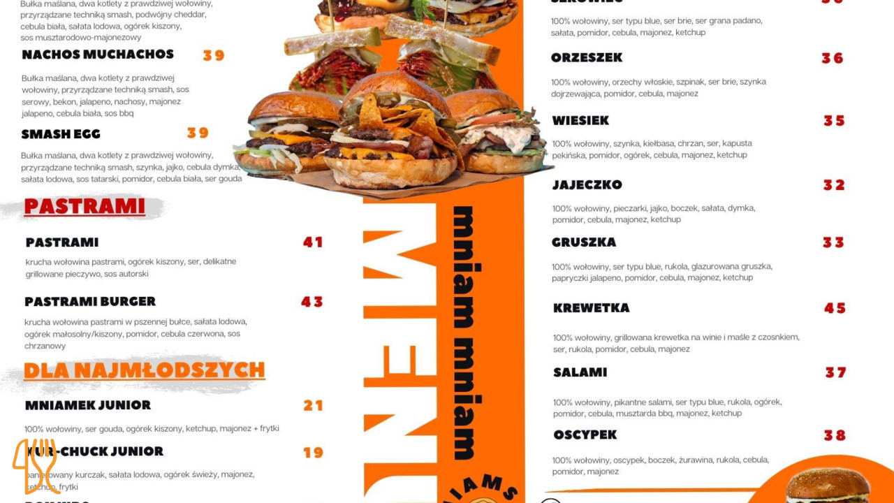 Mniam Mniam Zawiercie Menu