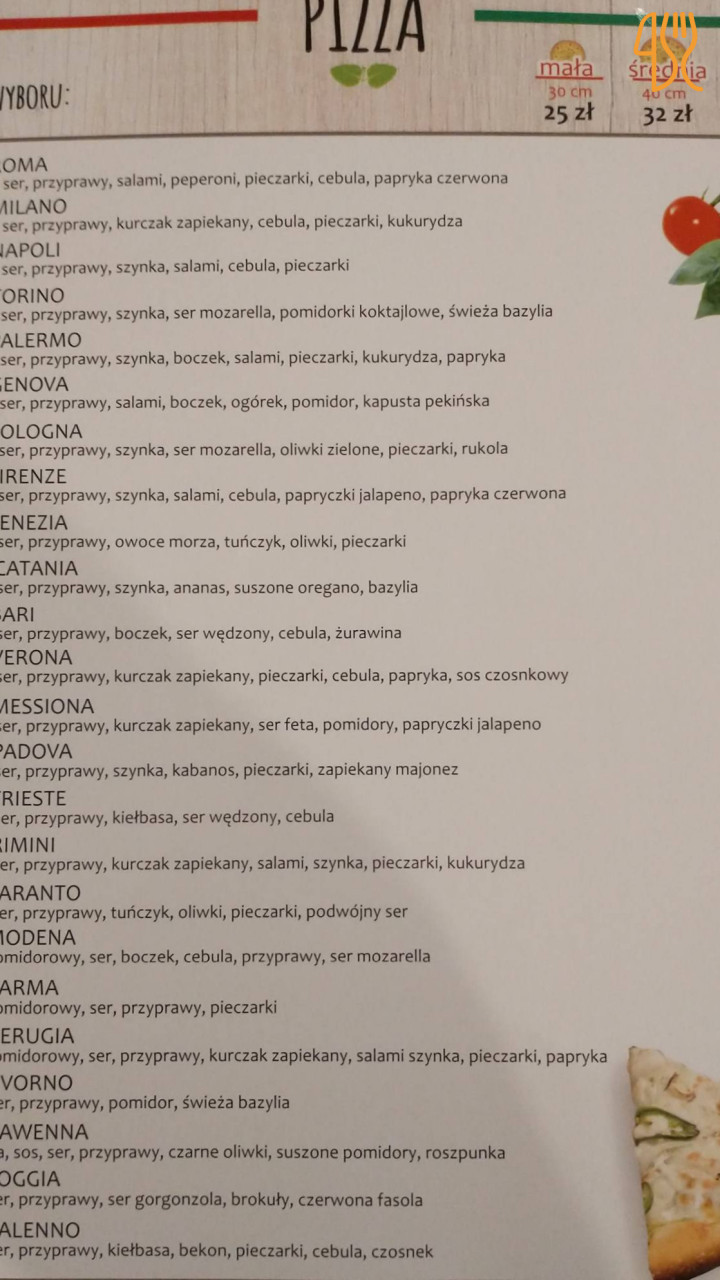 Pizzeria Palermo Menu
