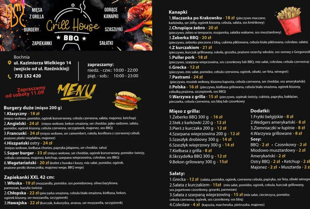 Grill House Barbecue Menu