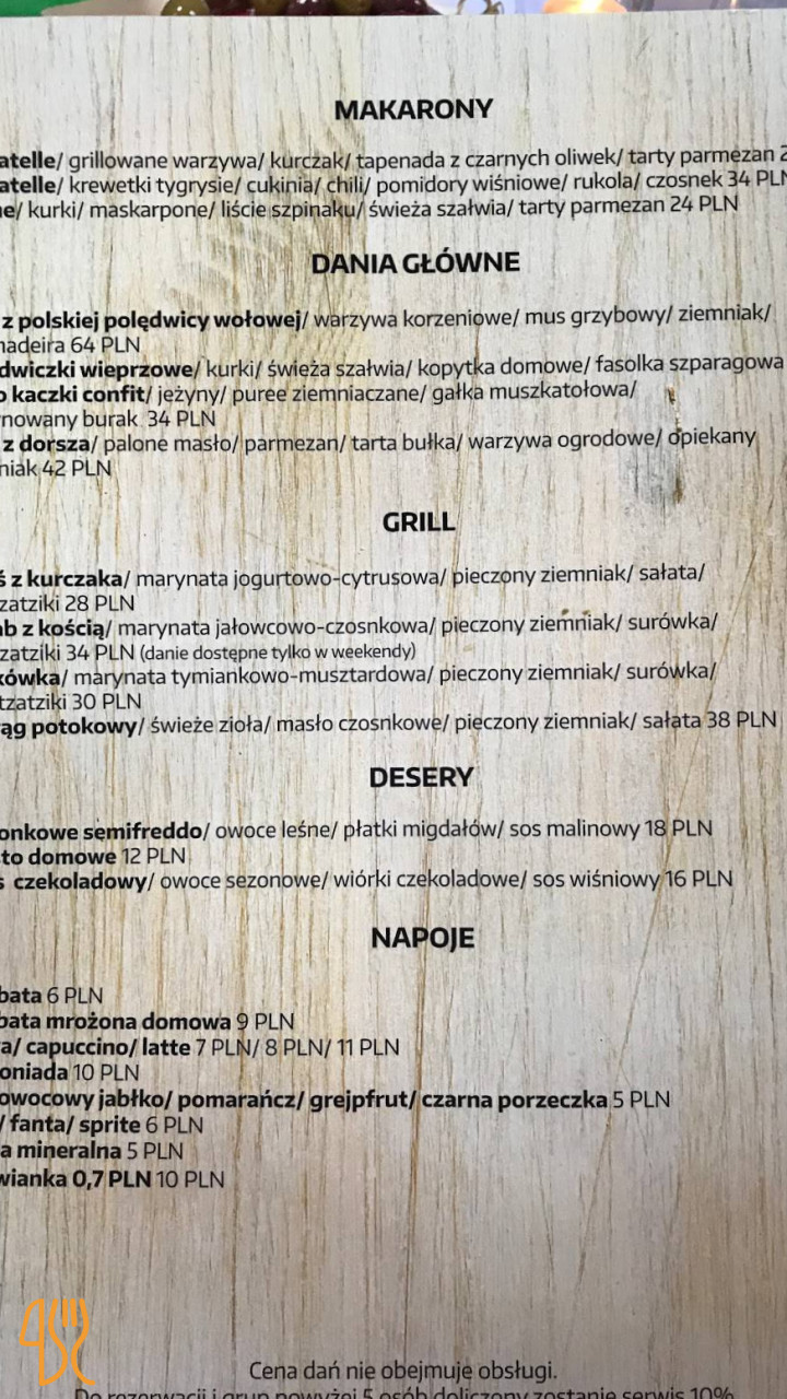 Winiarnia Nad Jeziorem Menu