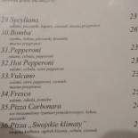 Vicenza. Pizzeria Menu