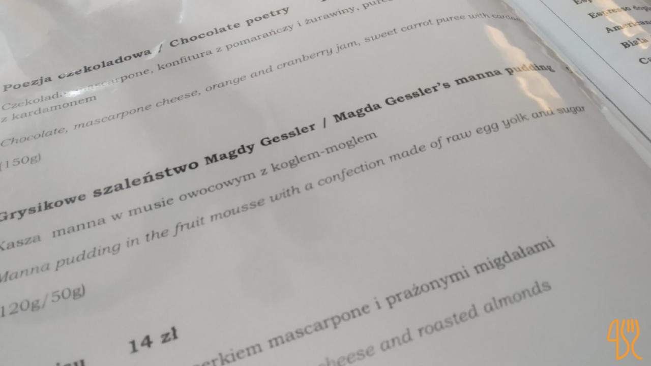 Stary Kredens Menu